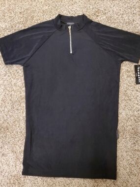 TEMPEST Black Short Sleeve Zip Neck Dress